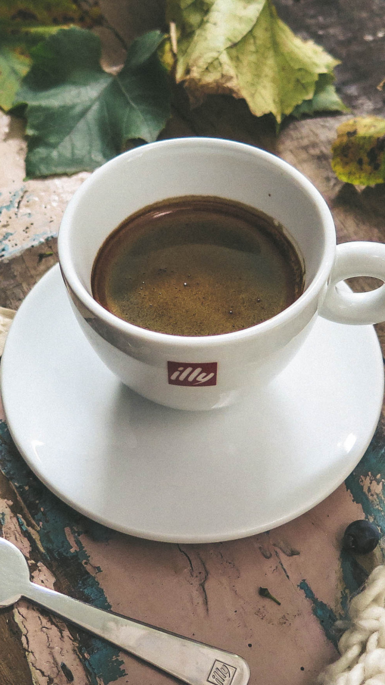 White Ceramic Cup on White Ceramic Saucer. Wallpaper in 750x1334 Resolution