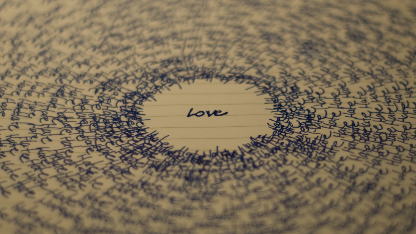 Love Hate, Hatred, Circle, Wood, Tree. Wallpaper in 1366x768 Resolution