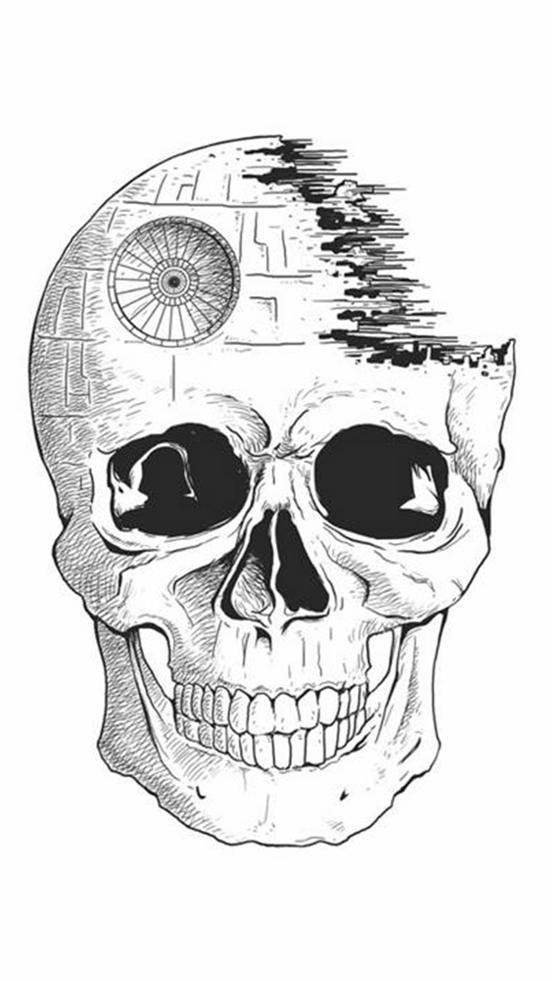 Skull, Black and White, Visual Arts, Illustration, Design. Wallpaper in 1080x1920 Resolution