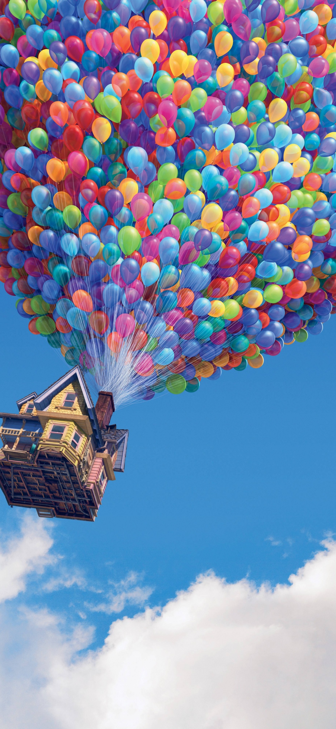Pixar, Ellie Fredricksen, Cloud, Blue, Balloon. Wallpaper in 1125x2436 Resolution