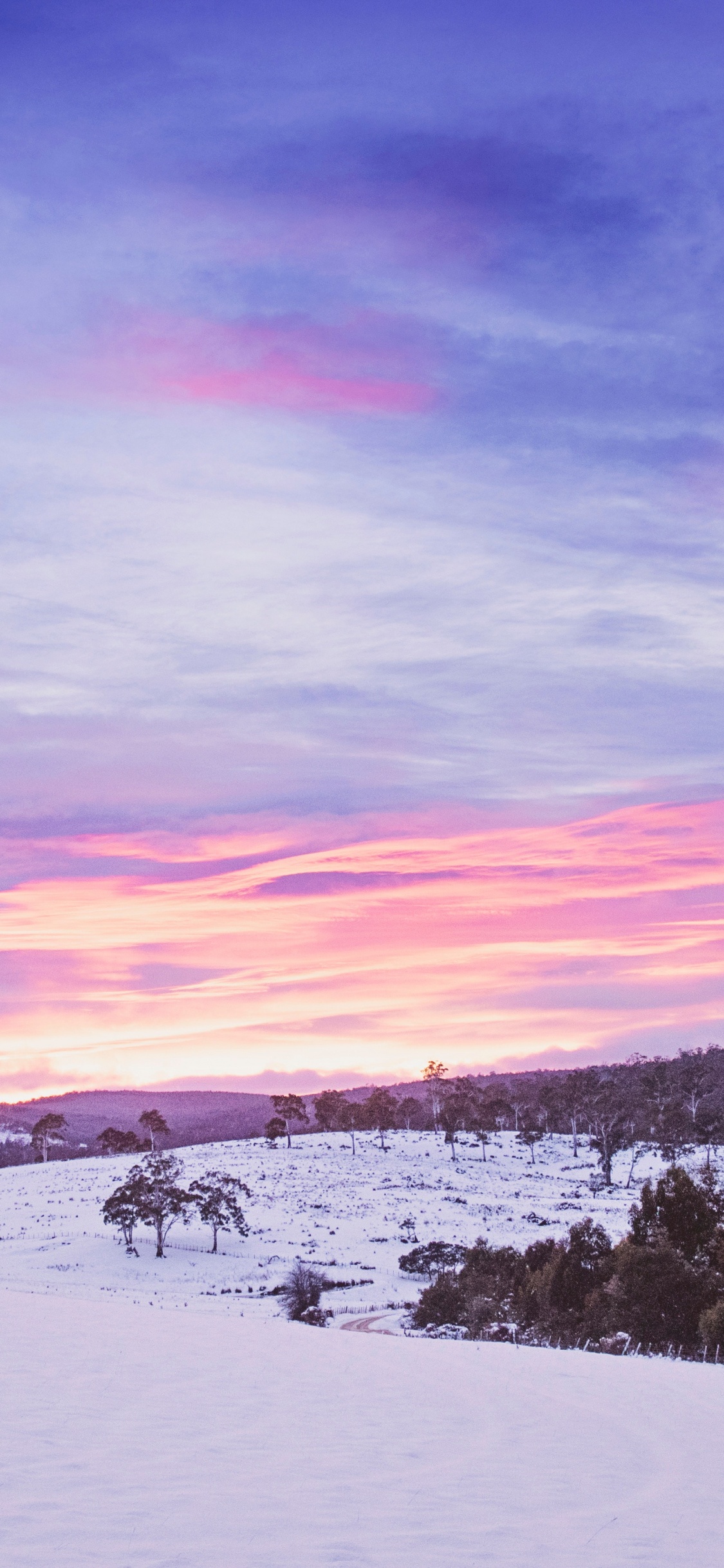 Schnee, Naturlandschaft, Winter, Cloud, Pink. Wallpaper in 1125x2436 Resolution