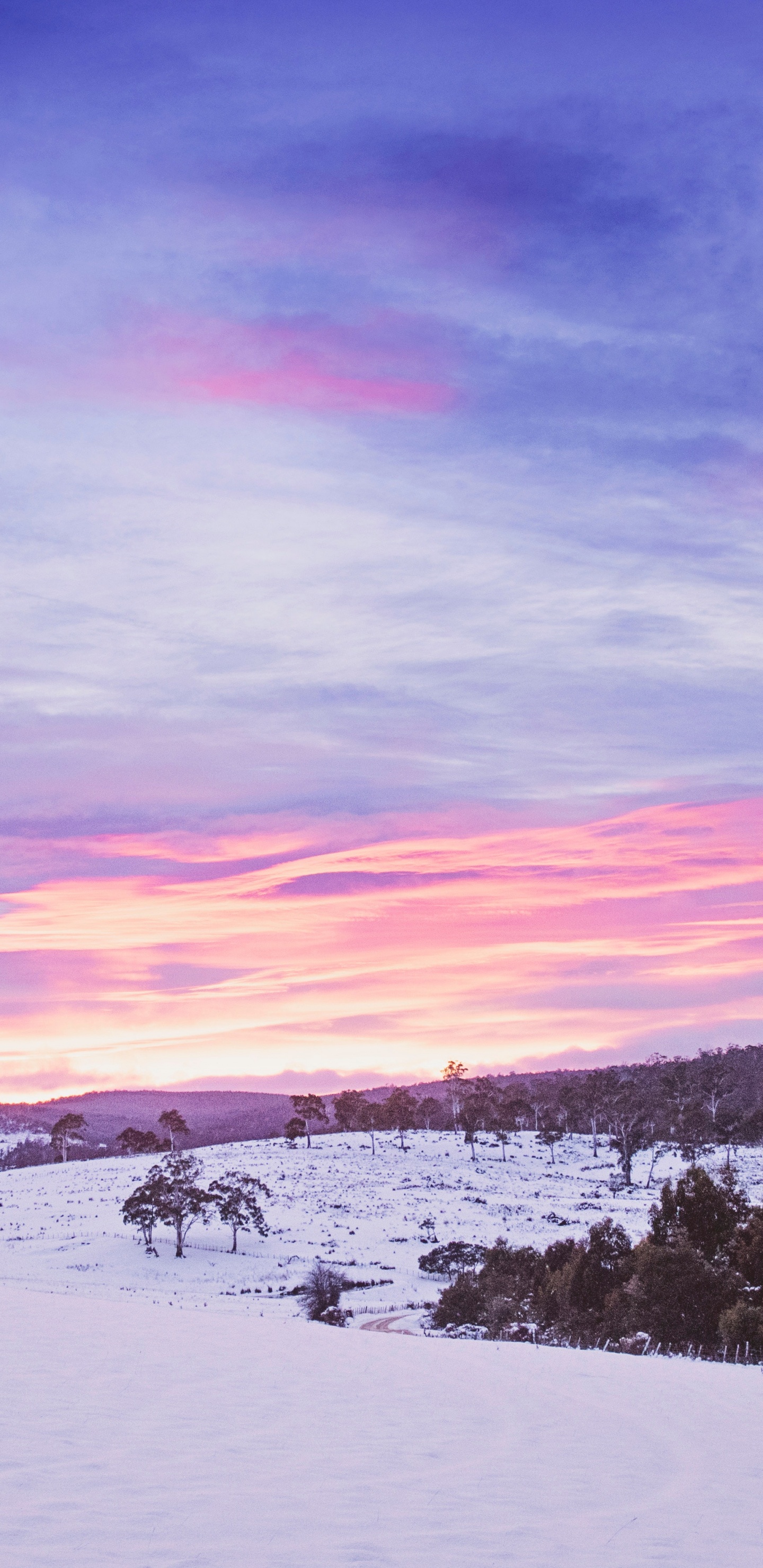 Schnee, Naturlandschaft, Winter, Cloud, Pink. Wallpaper in 1440x2960 Resolution