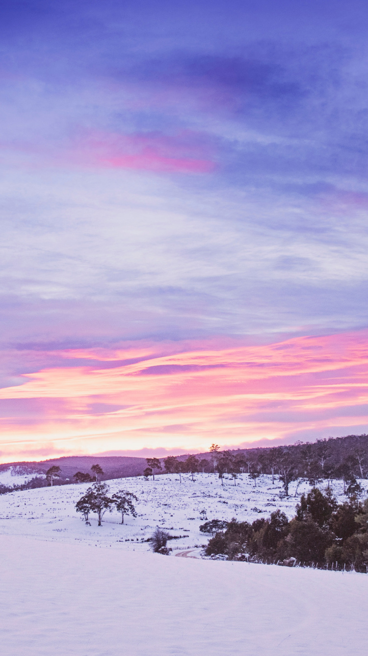 Schnee, Naturlandschaft, Winter, Cloud, Pink. Wallpaper in 750x1334 Resolution