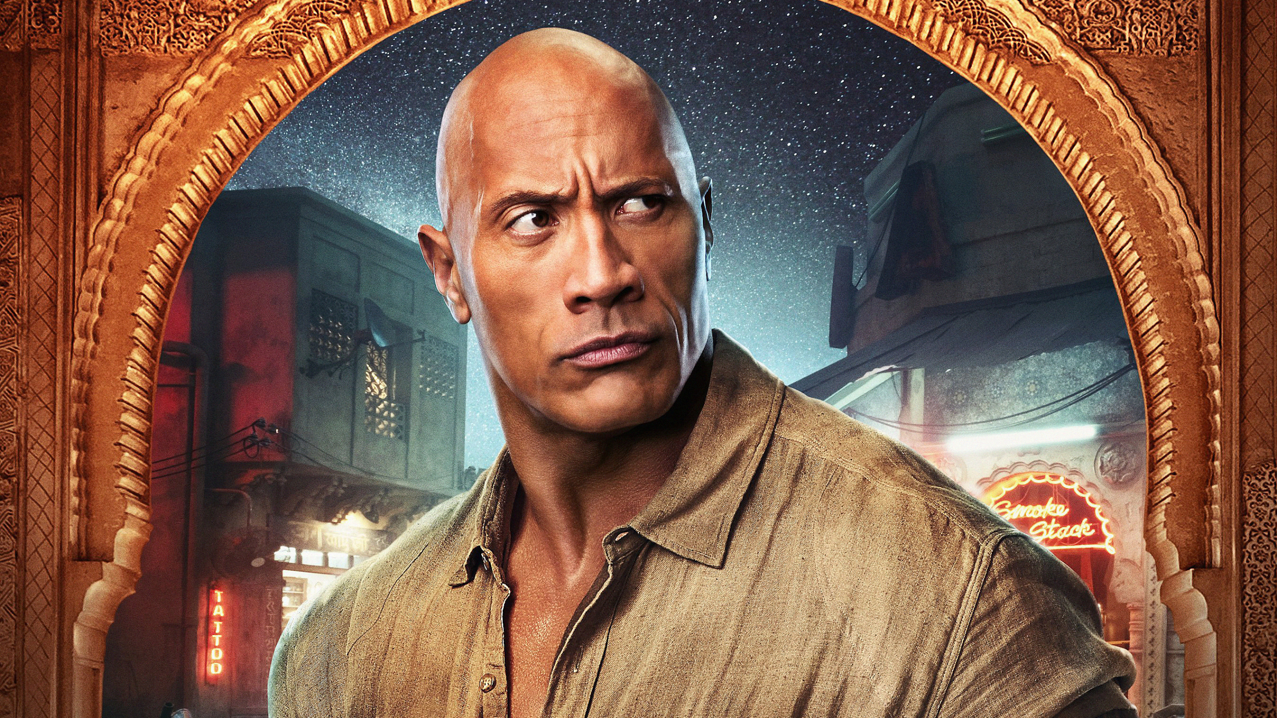 Dwayne Johnson Smolder, Dwayne Johnson, Jumanji le Niveau Suivant, dr Smolder Bravestone, Franklin Finbar. Wallpaper in 2560x1440 Resolution