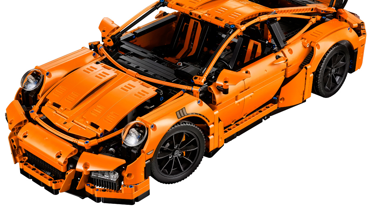 保时捷, 乐高积木, 汽车模型, 保时捷911GT3RS996, 黄色的 壁纸 1280x720 允许