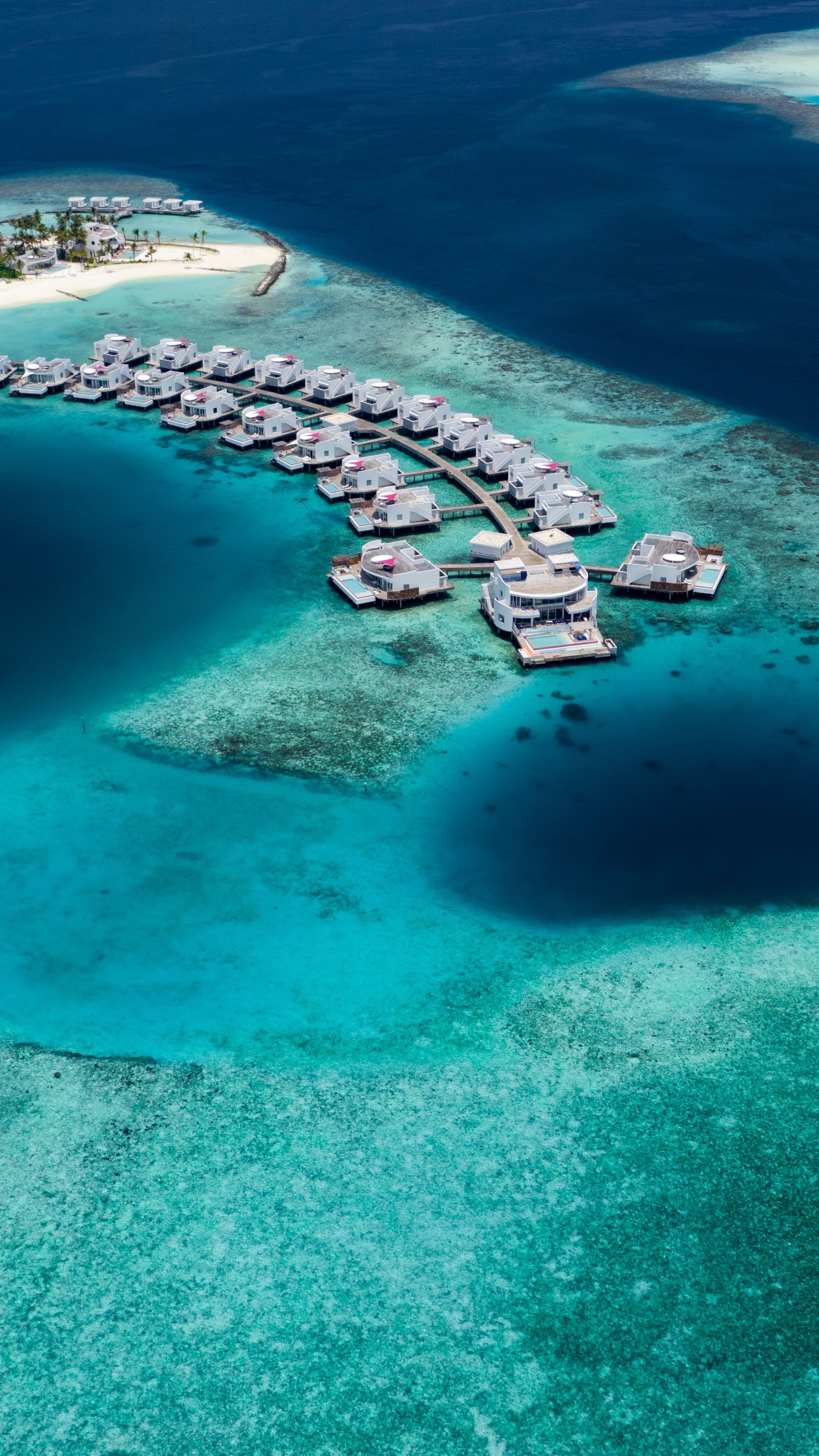 Atoll, Zones Côtières et Océaniques de Reliefs, Mer, Lagune, Azure. Wallpaper in 1440x2560 Resolution