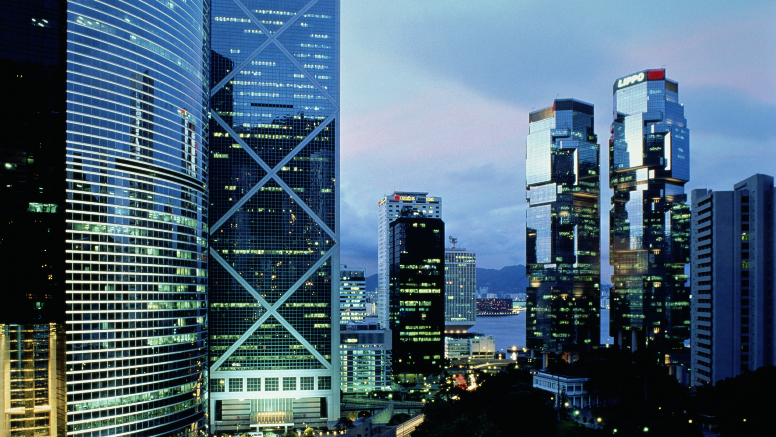 City Buildings Under Gray Sky During Night Time. Wallpaper in 2560x1440 Resolution