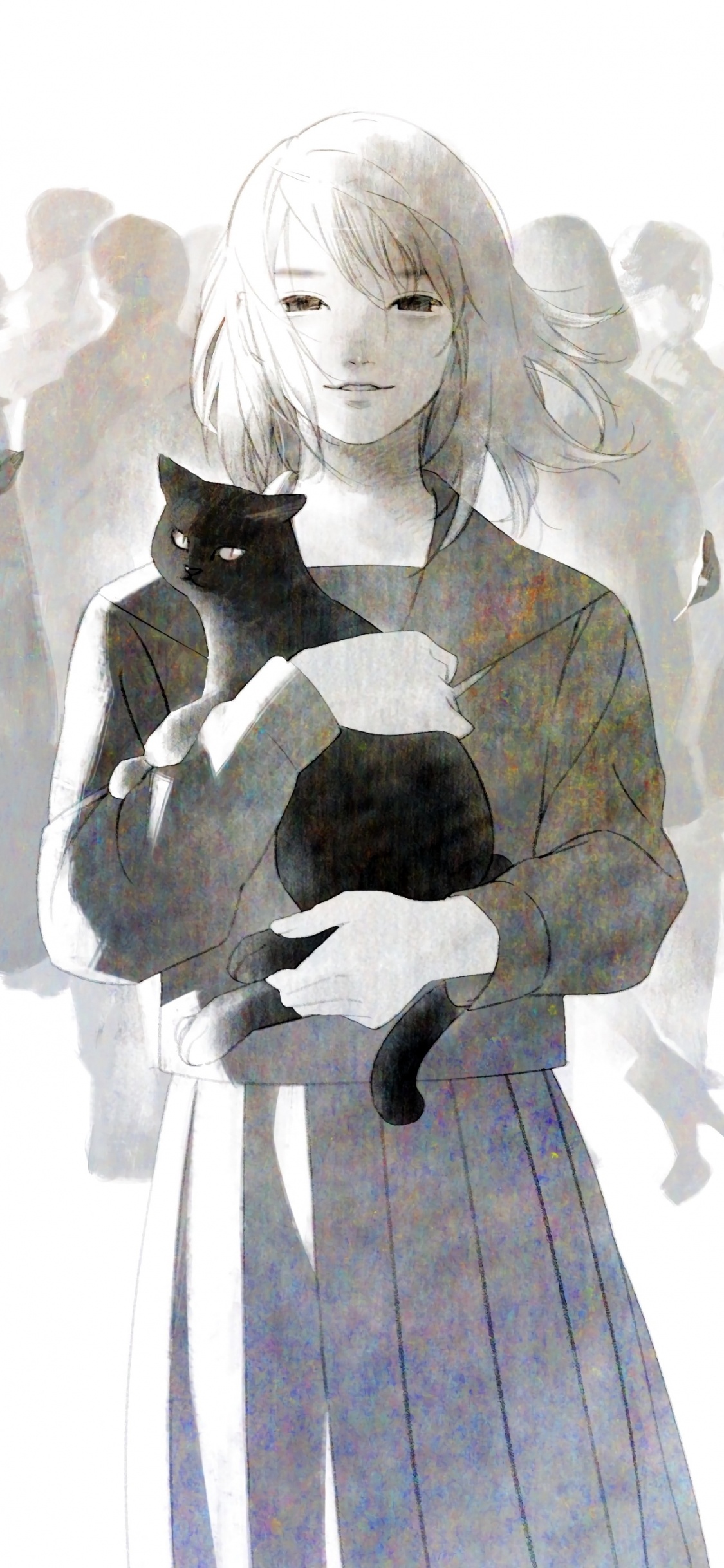 Mujer en Vestido Blanco y Negro Ilustración. Wallpaper in 1125x2436 Resolution