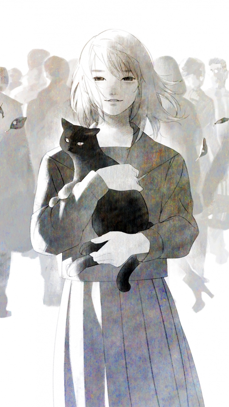 Femme en Robe Noire et Blanche Illustration. Wallpaper in 750x1334 Resolution