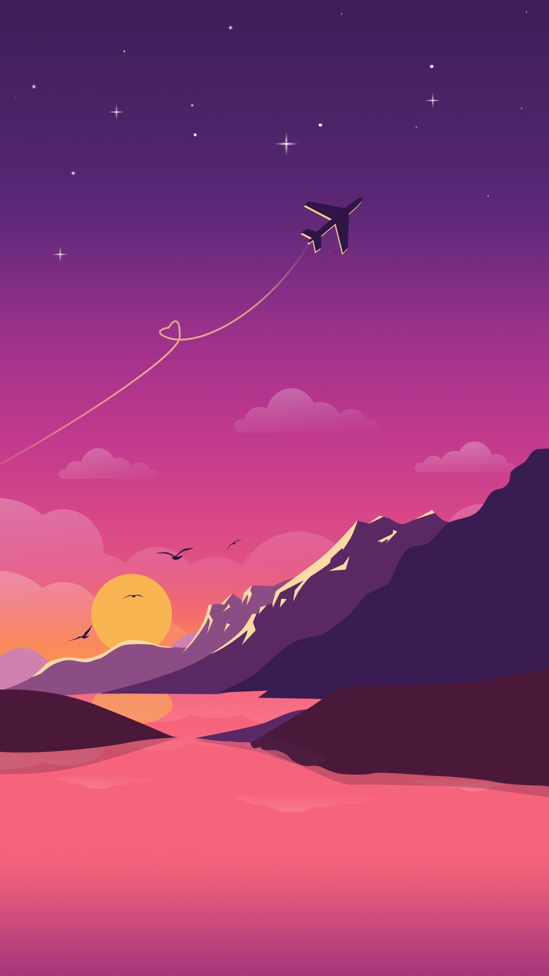 Ambiente, Morado, Paisaje Natural, Objeto Astronómico, Afterglow. Wallpaper in 1080x1920 Resolution