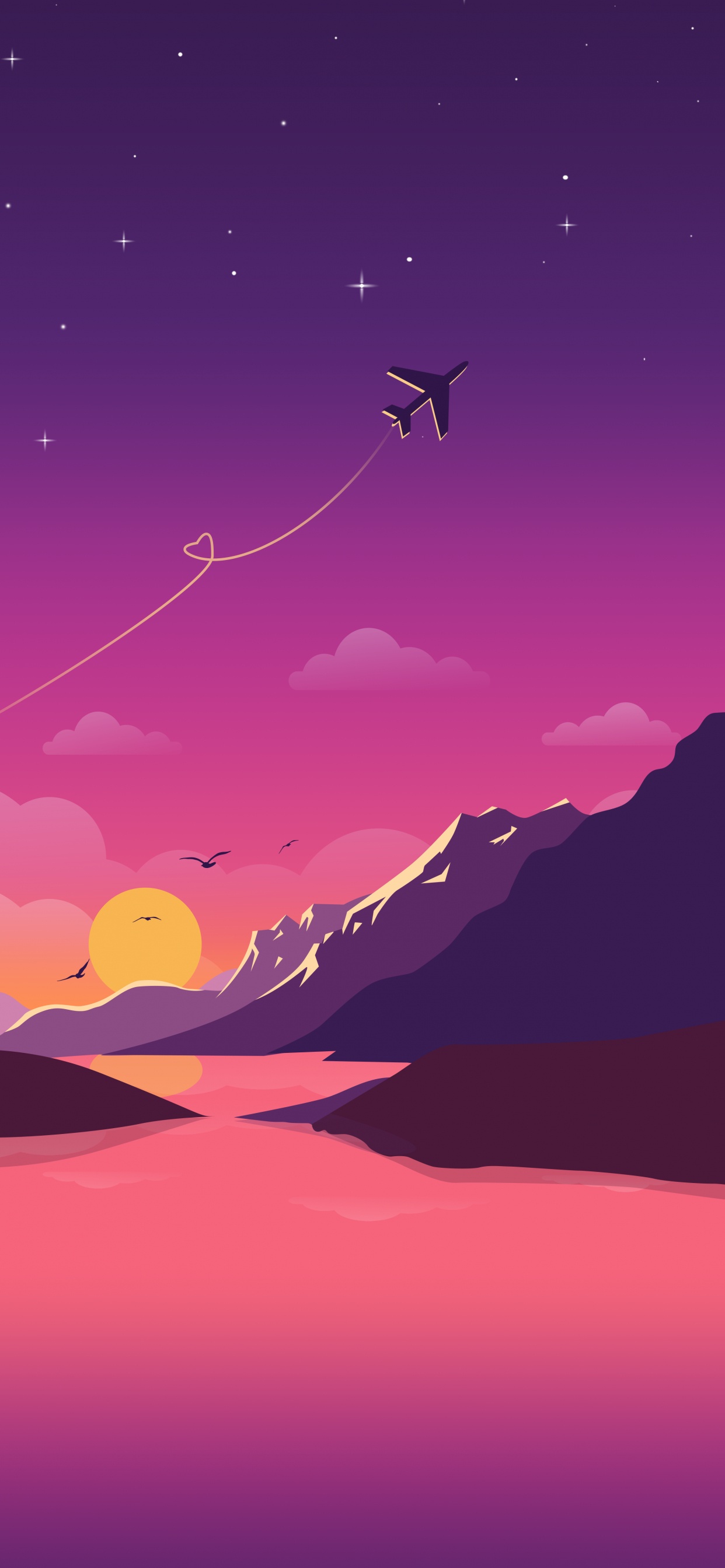 Ambiente, Morado, Paisaje Natural, Objeto Astronómico, Afterglow. Wallpaper in 1242x2688 Resolution