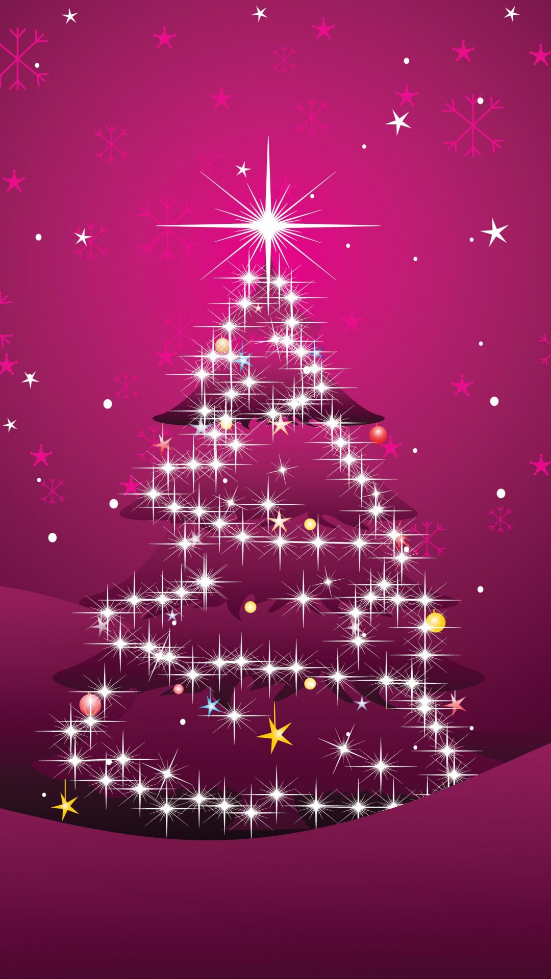 Christmas Day, Christmas Tree, Christmas Decoration, Purple, Illustration. Wallpaper in 1080x1920 Resolution