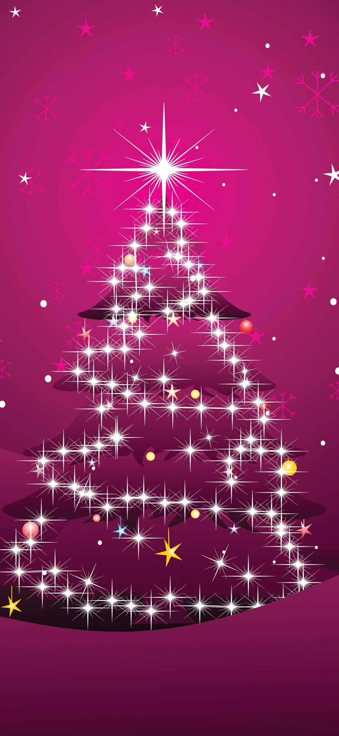 Christmas Day, Christmas Tree, Christmas Decoration, Purple, Illustration. Wallpaper in 1125x2436 Resolution