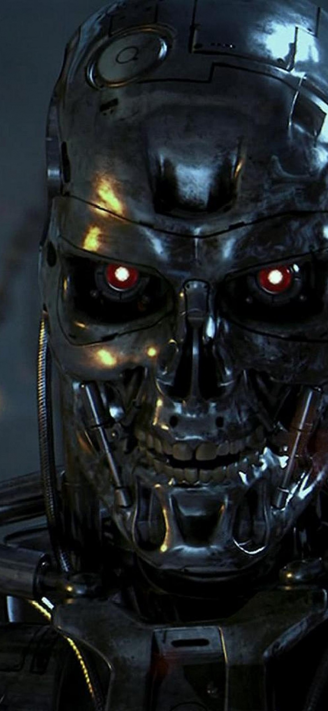 Black Skull With Silver Chain Link Necklace. Wallpaper in 1125x2436 Resolution