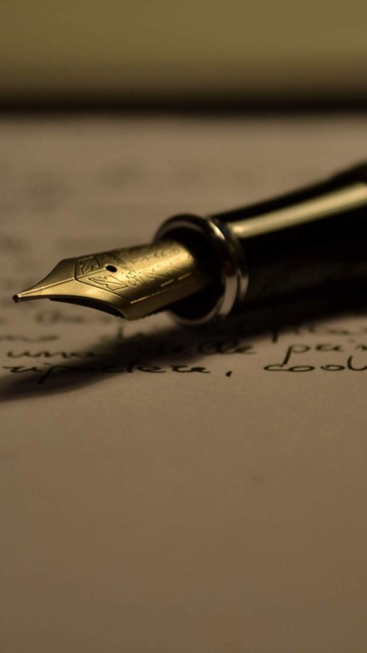Silver and Gold Fountain Pen on White Paper. Wallpaper in 720x1280 Resolution