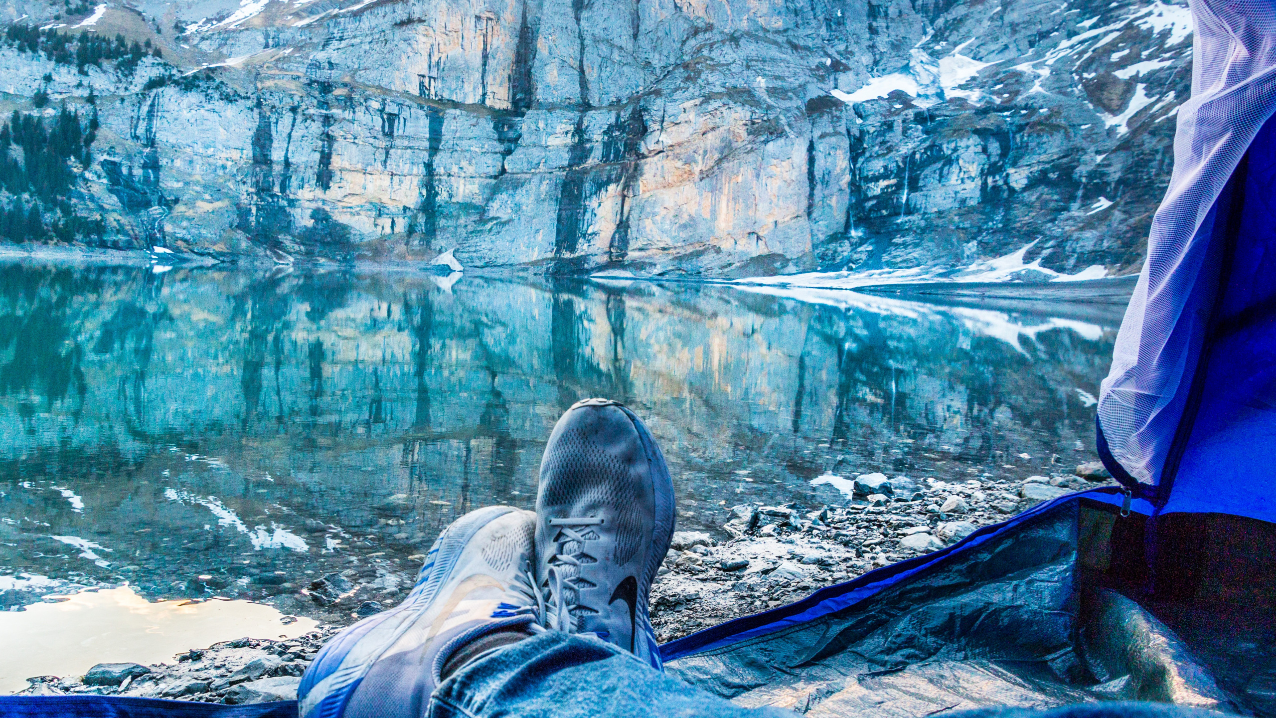 Carpa, Camping, Azul, Agua, Glaciar de Terreno. Wallpaper in 2560x1440 Resolution