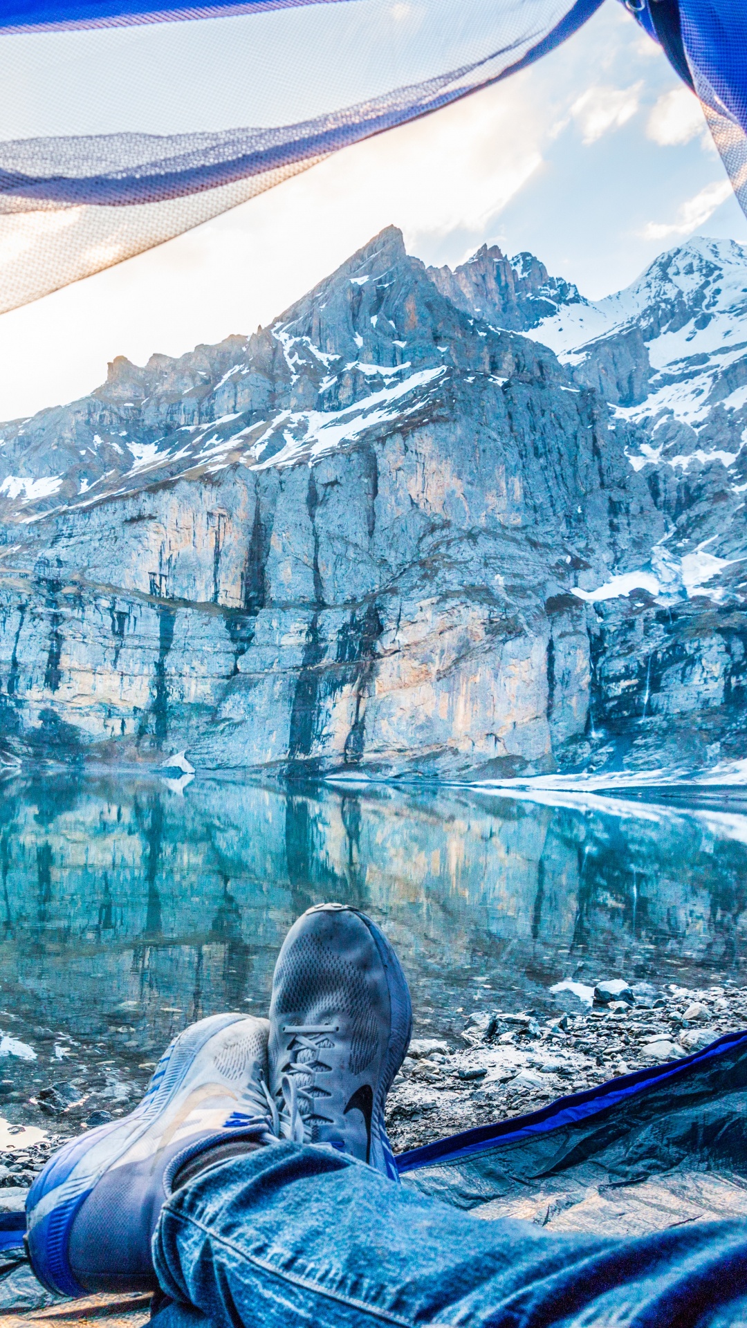 Tente, Camping, Blue, Eau, le Relief Glaciaire. Wallpaper in 1080x1920 Resolution