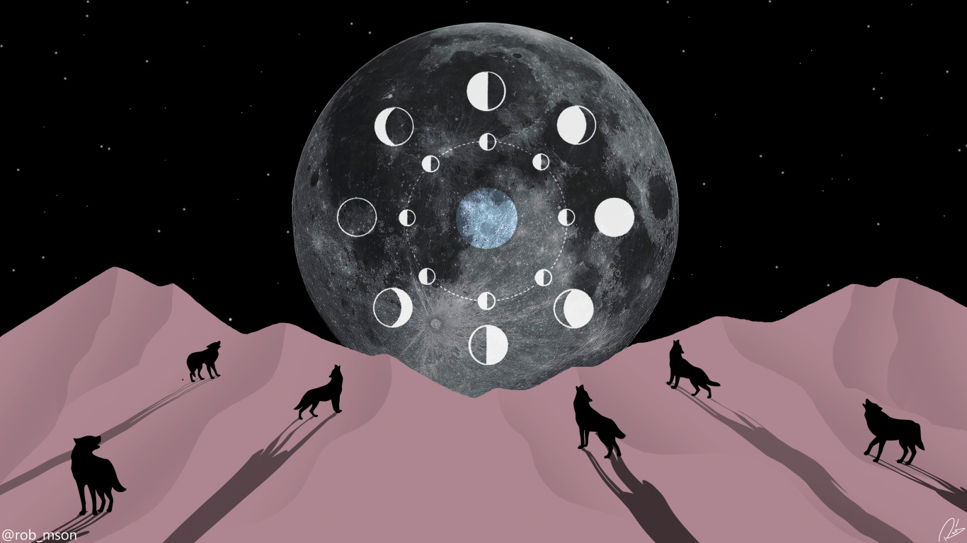 Mond, Natur, Kunst, Cartoon, Insekt. Wallpaper in 1366x768 Resolution
