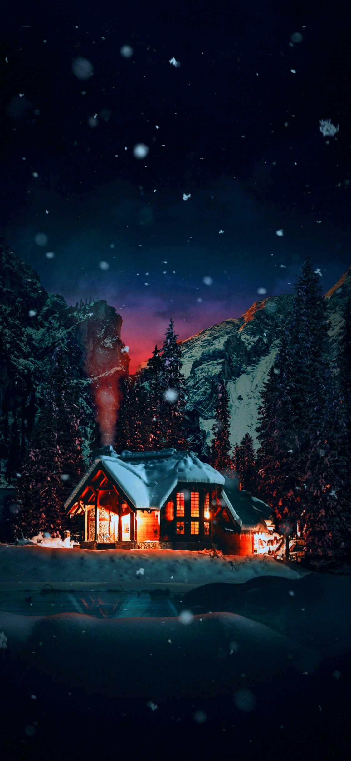 Android, IOS, Atmosphère, Fenêtre, Neige. Wallpaper in 1125x2436 Resolution