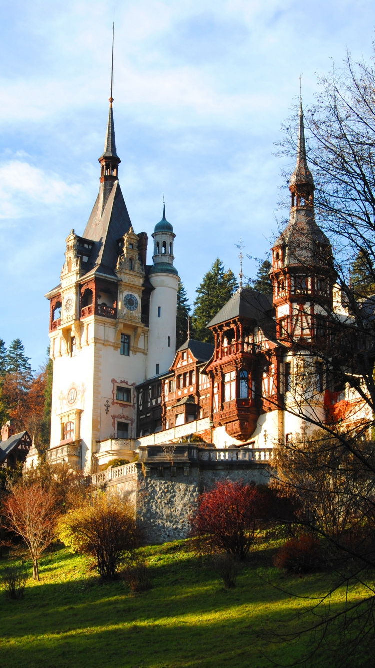 White and Brown Concrete Building Near Green Trees Under White Clouds and Blue Sky During Daytime. Wallpaper in 750x1334 Resolution