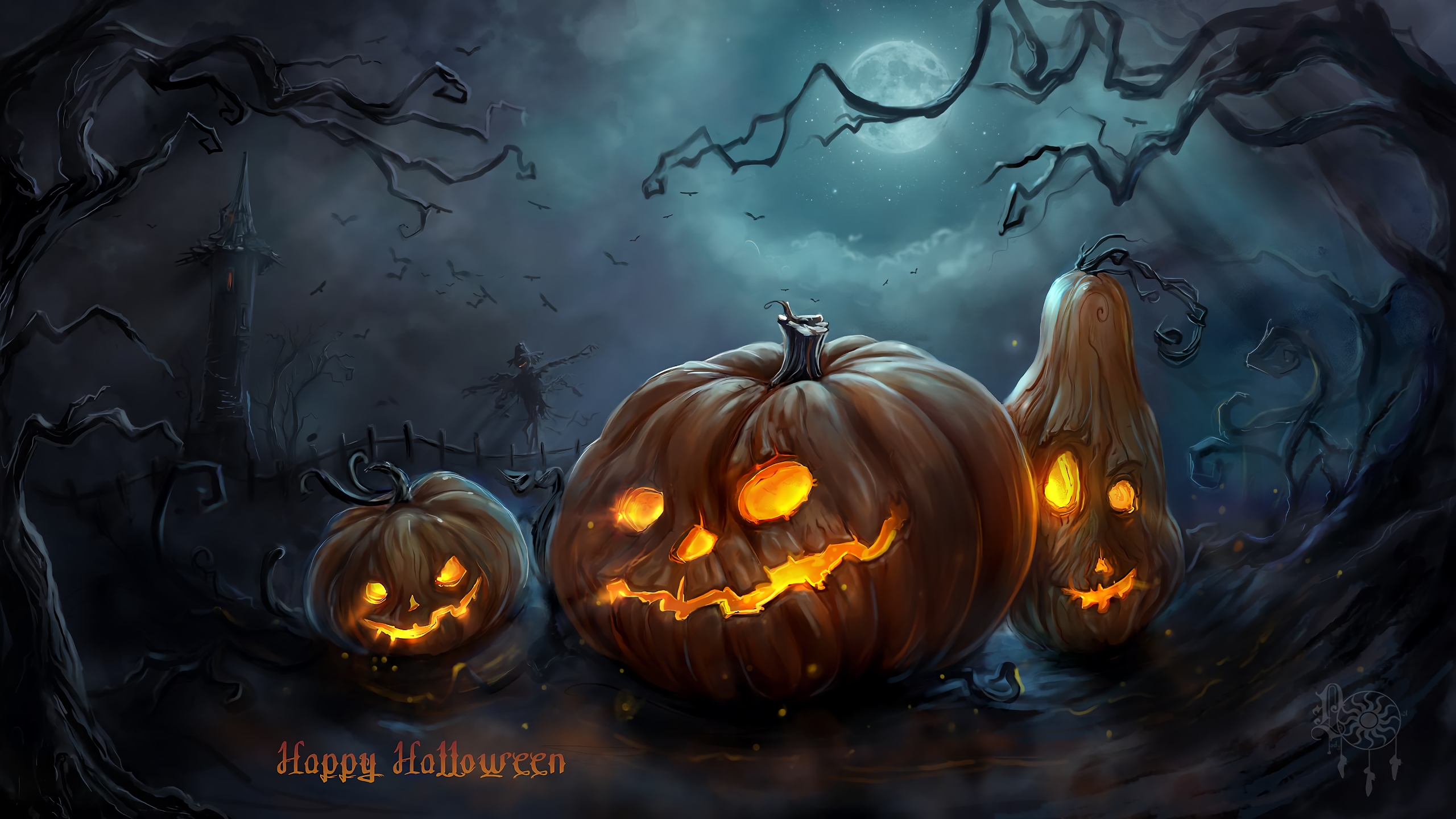 Pumpkin, Calabaza, Cucurbita, Darkness, Handheld Devices. Wallpaper in 2560x1440 Resolution