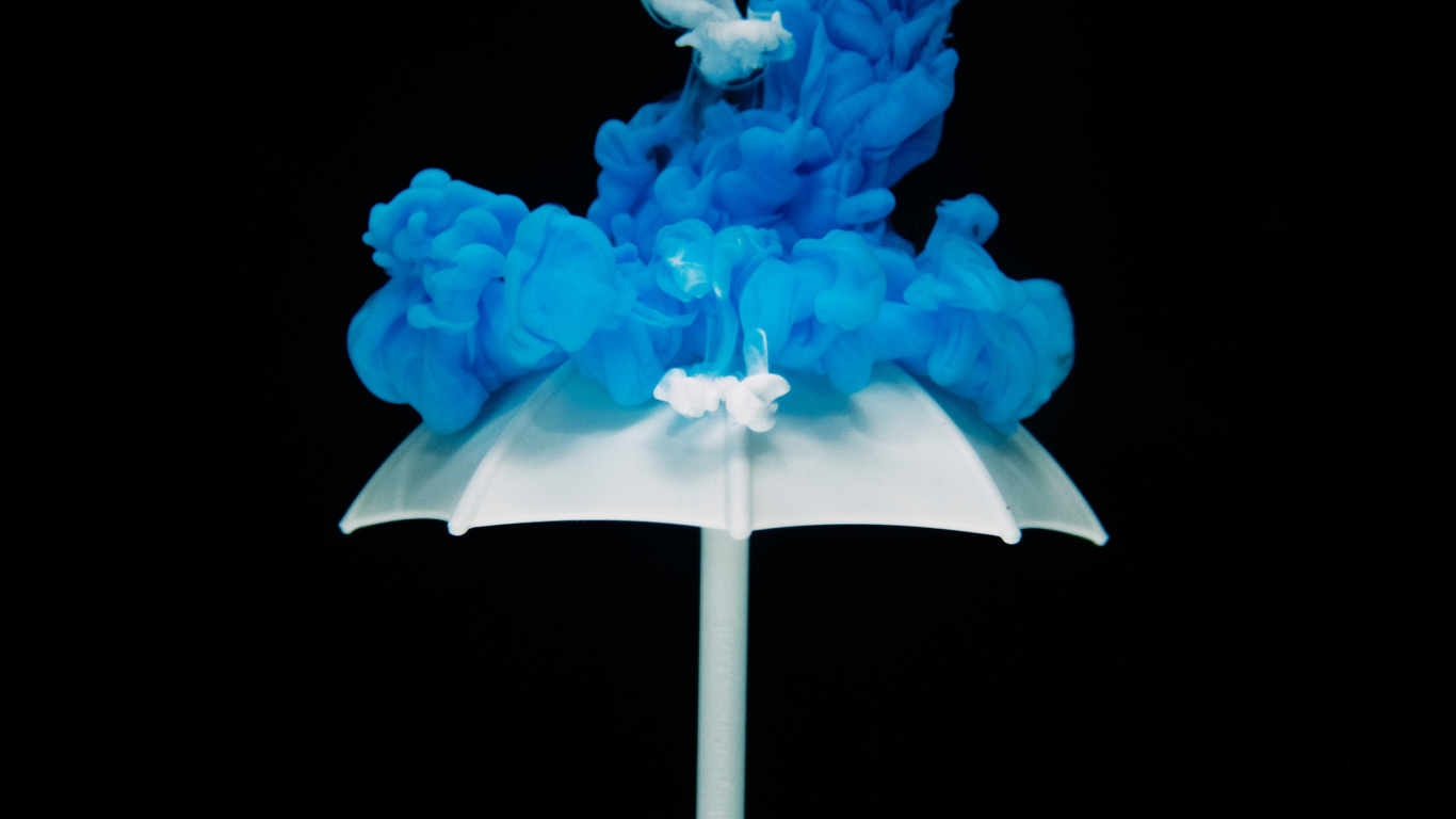 Blaue Und Weiße Blumenillustration. Wallpaper in 1366x768 Resolution