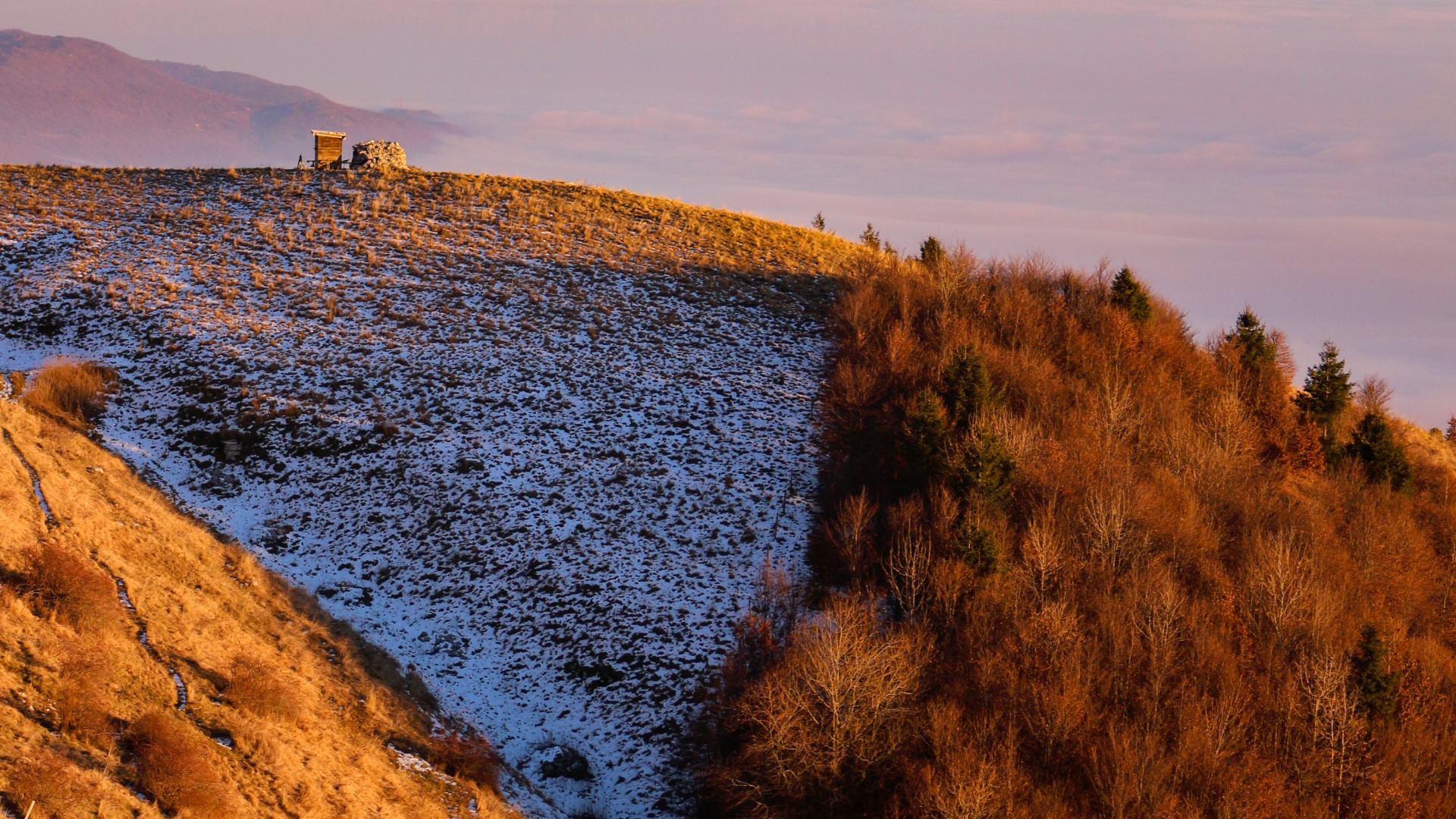 Mar, Agua, Puesta, Noche, Montaña. Wallpaper in 1920x1080 Resolution