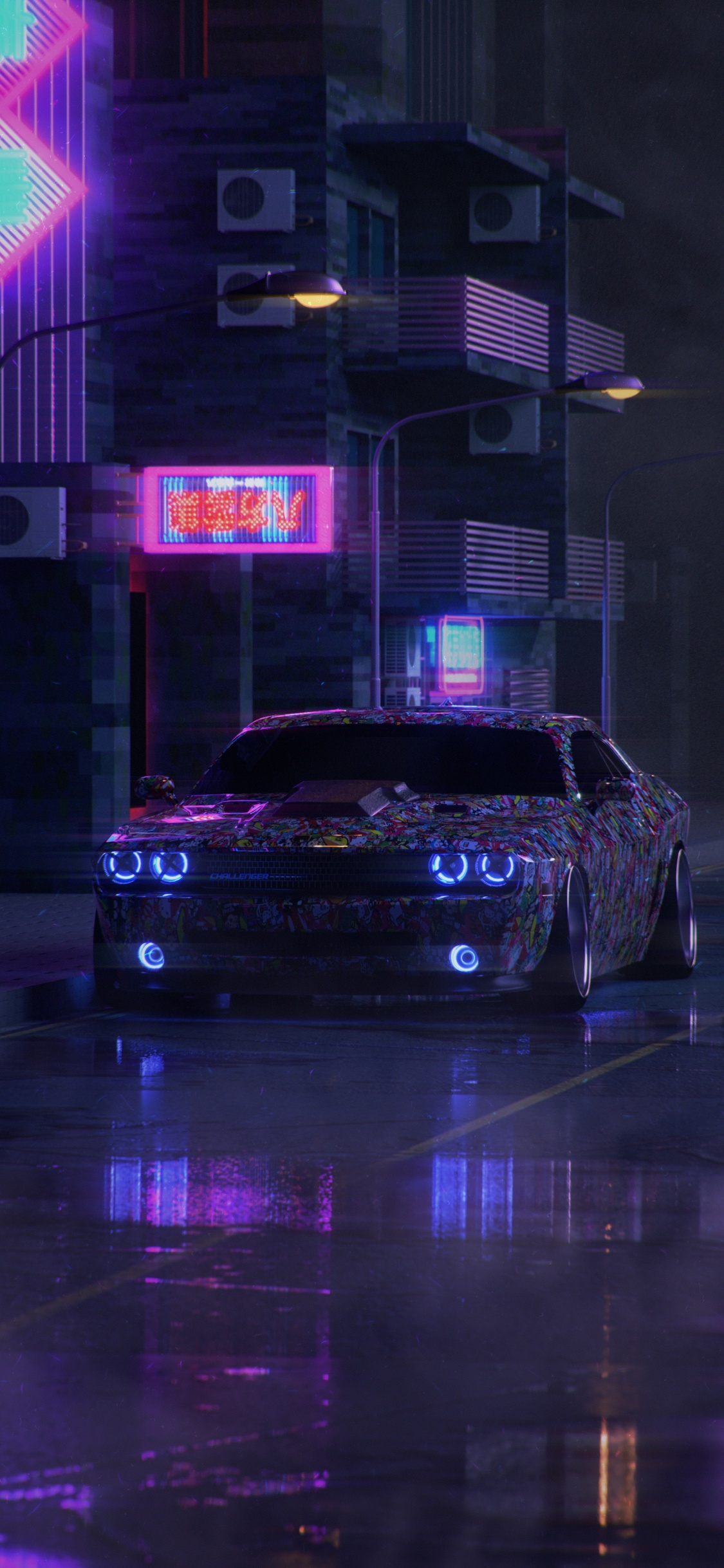 Dodge Challenger, Ford Mustang, Chrysler Neon, Cars, Dodge. Wallpaper in 1125x2436 Resolution