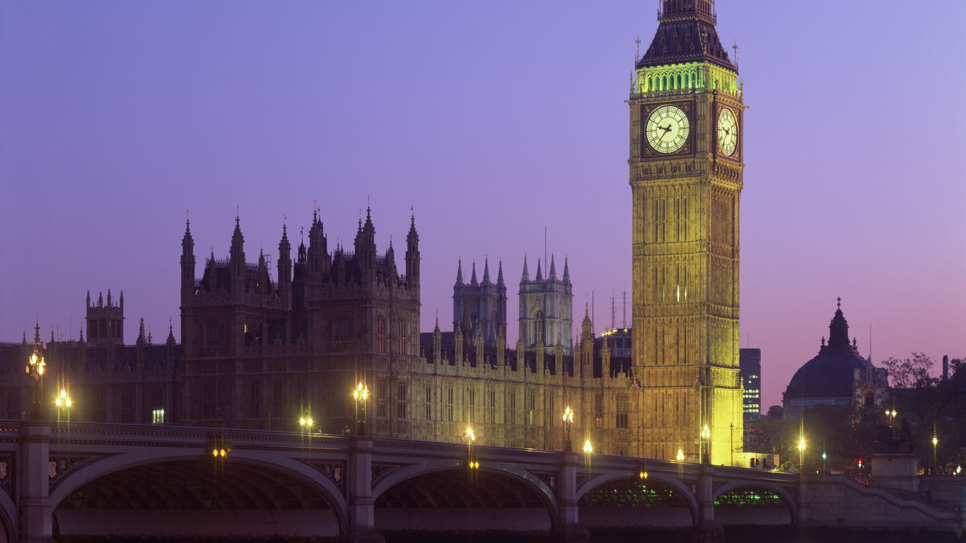 Houses of Parliament, Palace of Westminster, Big Ben, Landmark, Clock Tower. Wallpaper in 1366x768 Resolution