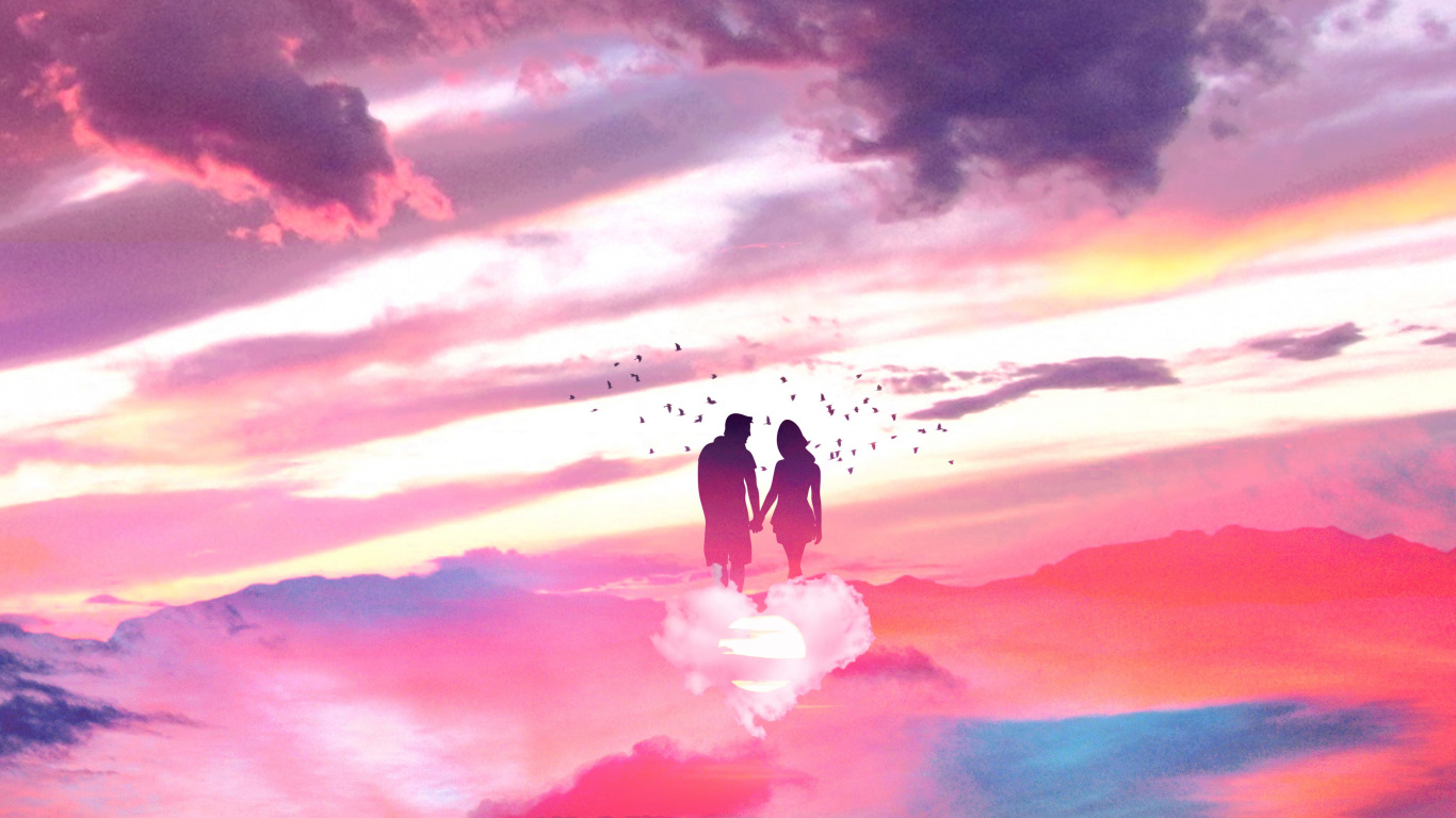 浪漫, 气氛, 人们在自然界, 紫色的, 余辉 壁纸 1366x768 允许