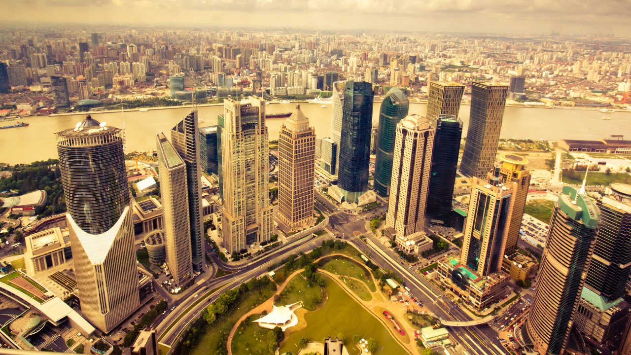 Aerial View of City Buildings During Daytime. Wallpaper in 1280x720 Resolution