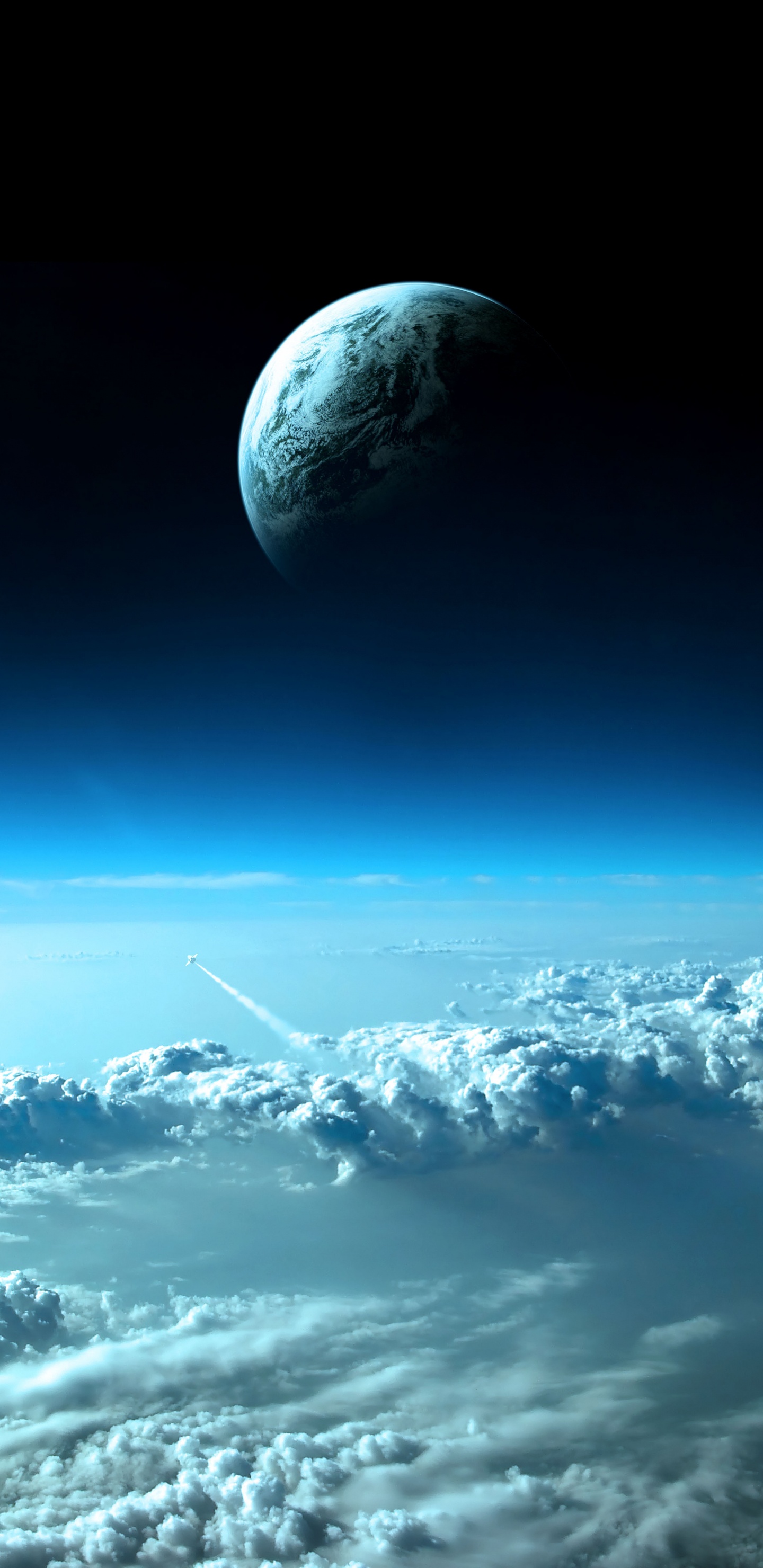 White Clouds and Blue Sky. Wallpaper in 1440x2960 Resolution