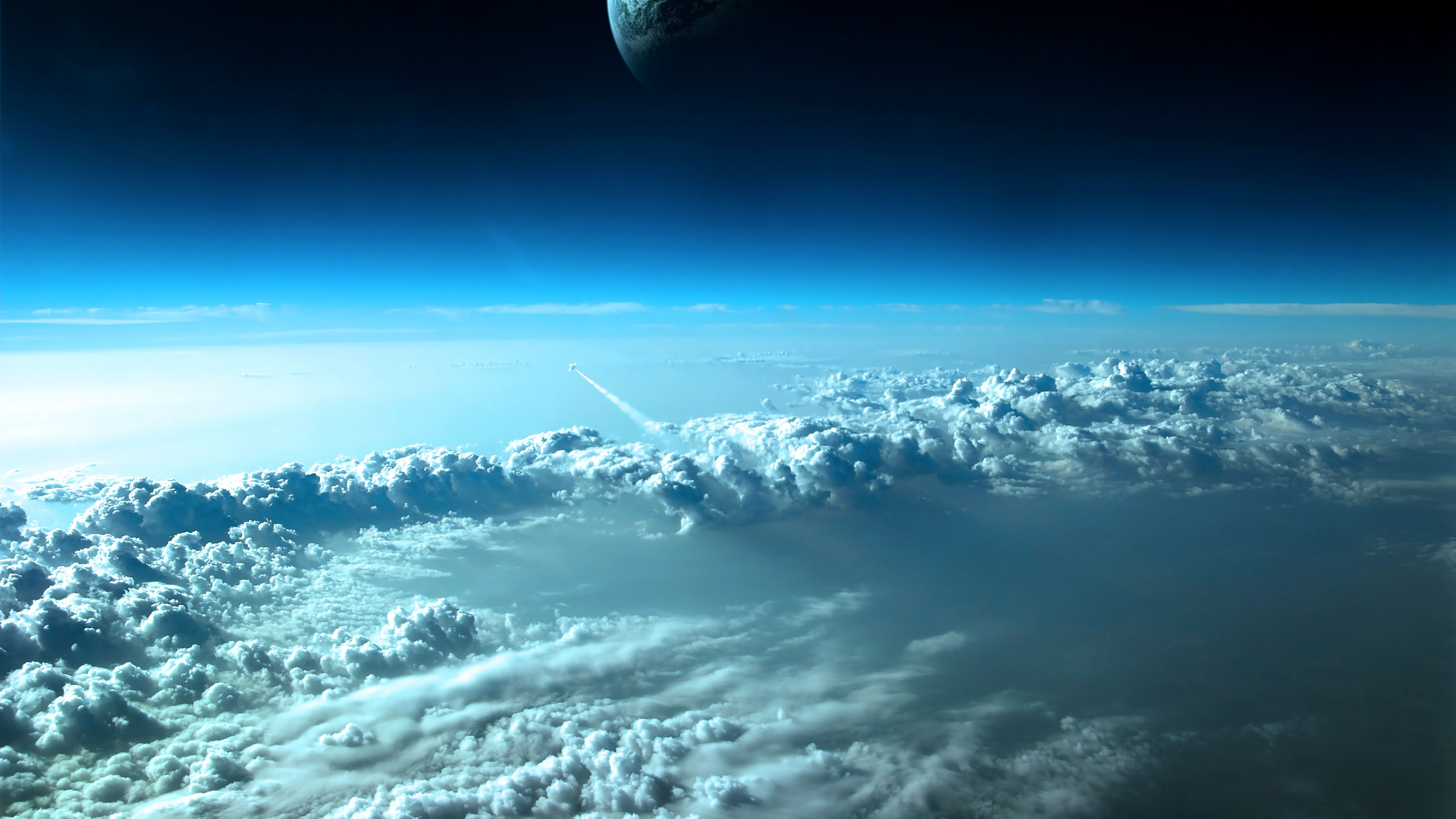 White Clouds and Blue Sky. Wallpaper in 2560x1440 Resolution