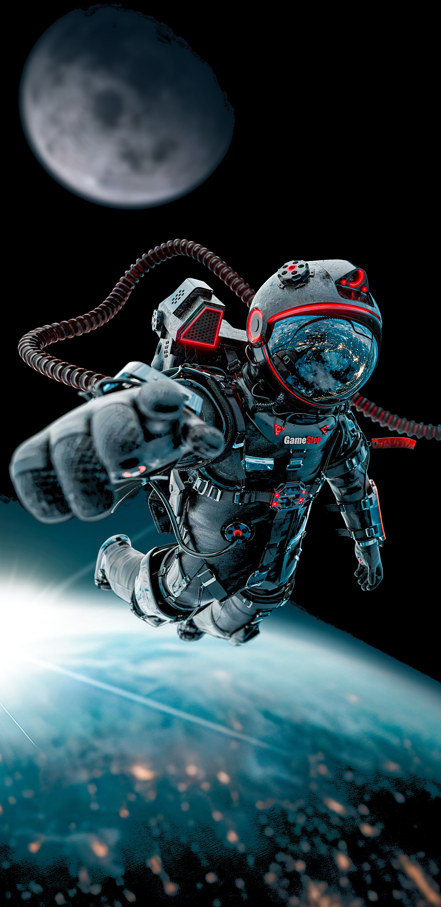 Astronaute, Espace, Automobile Pneu, Illustration, Figurine. Wallpaper in 1440x2960 Resolution