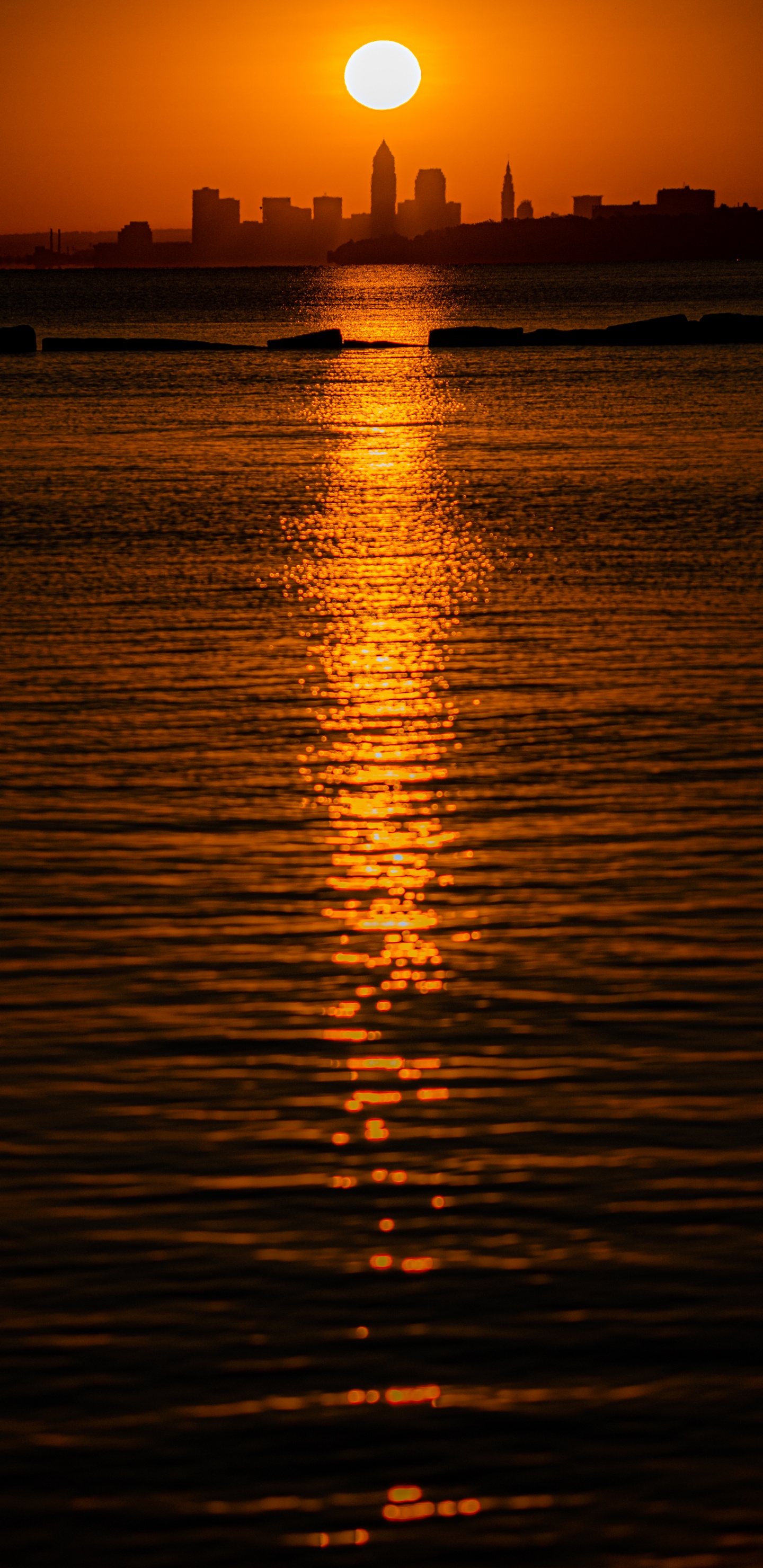 Plan D'eau au Coucher du Soleil. Wallpaper in 1440x2960 Resolution