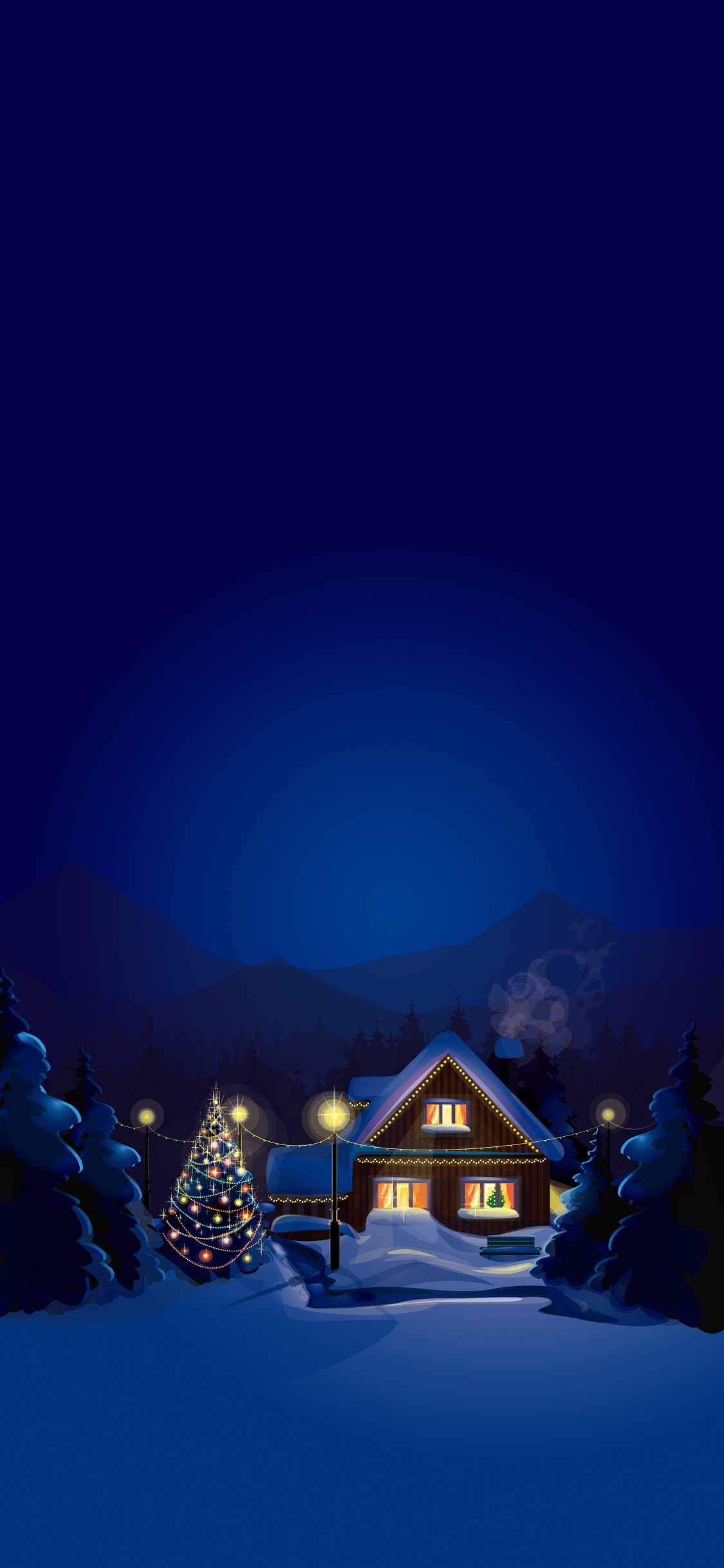 Snow, Mount Scenery, Winter, Night. Wallpaper in 1125x2436 Resolution