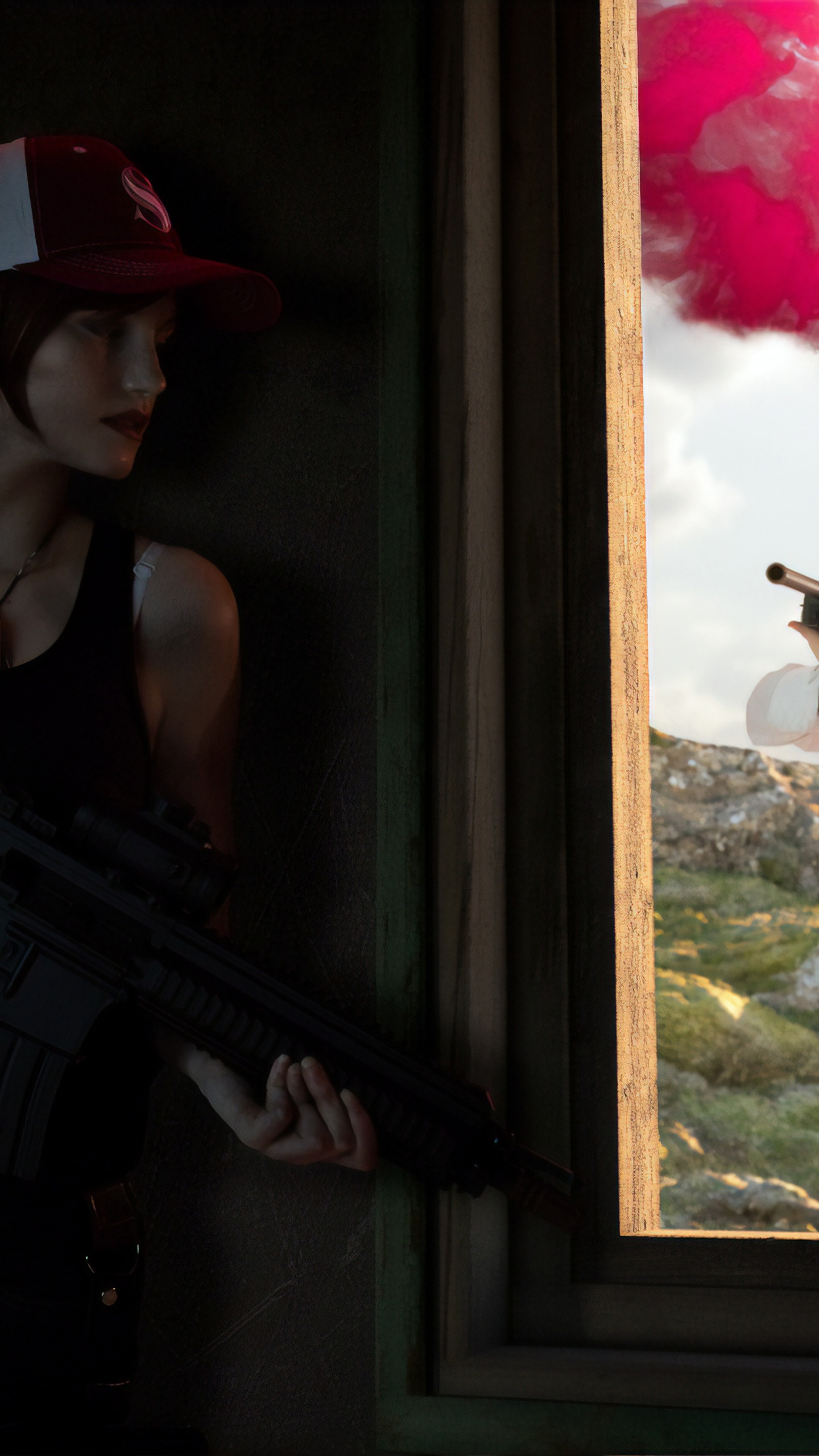 Arnés, Cosplay, Rojo, Ventana, Artes Visuales. Wallpaper in 1440x2560 Resolution