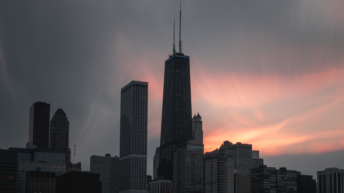 City Skyline During Night Time. Wallpaper in 1366x768 Resolution