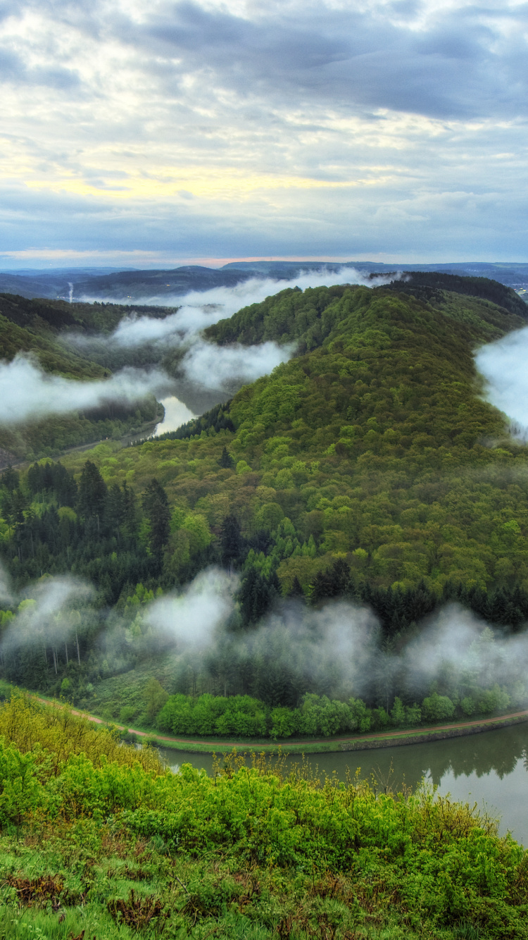 Saarschleife, Orscholz, Horseshoe Bend, Aati Hai zu Chal, Cloud. Wallpaper in 750x1334 Resolution
