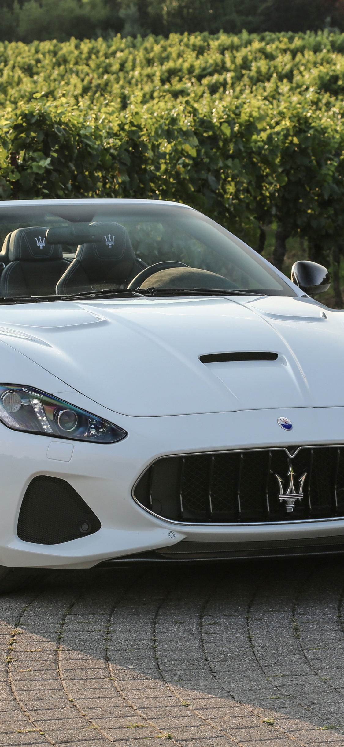 Porsche 911 Blanche Garée Sur un Sol en Brique Brune Pendant la Journée. Wallpaper in 1125x2436 Resolution