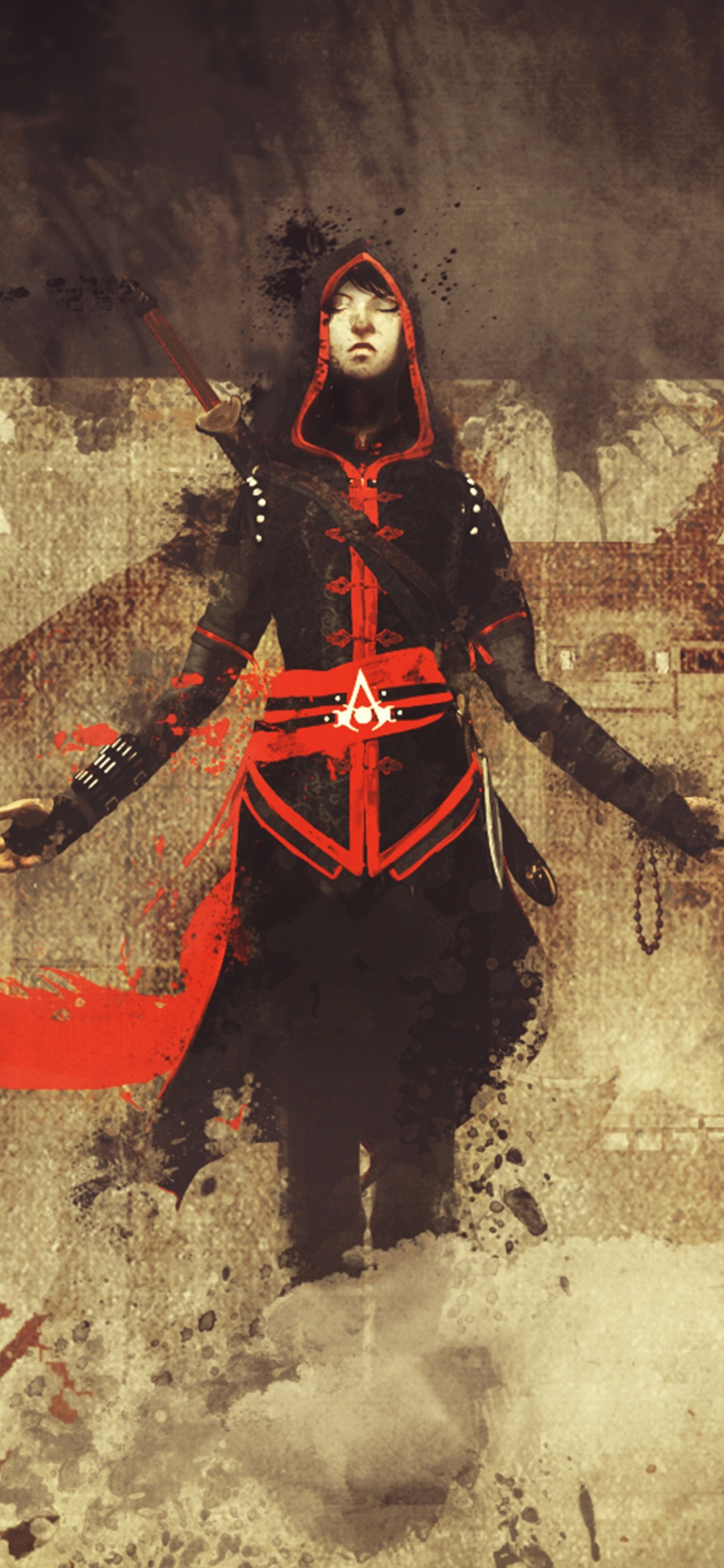 Kunst, Assassins Creed Chronicles China, Kreative Kunst, Plattformspiel, Stealth-Spiel. Wallpaper in 1125x2436 Resolution