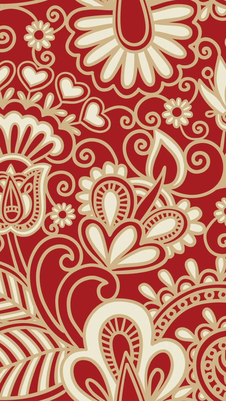 Textile Floral Rouge et Blanc. Wallpaper in 720x1280 Resolution