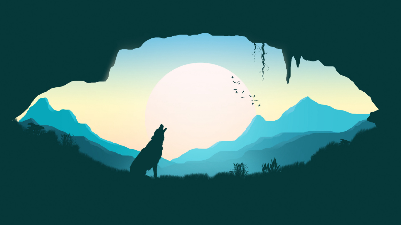 Silhouette of Person Standing on Rock Formation During Sunset. Wallpaper in 1366x768 Resolution