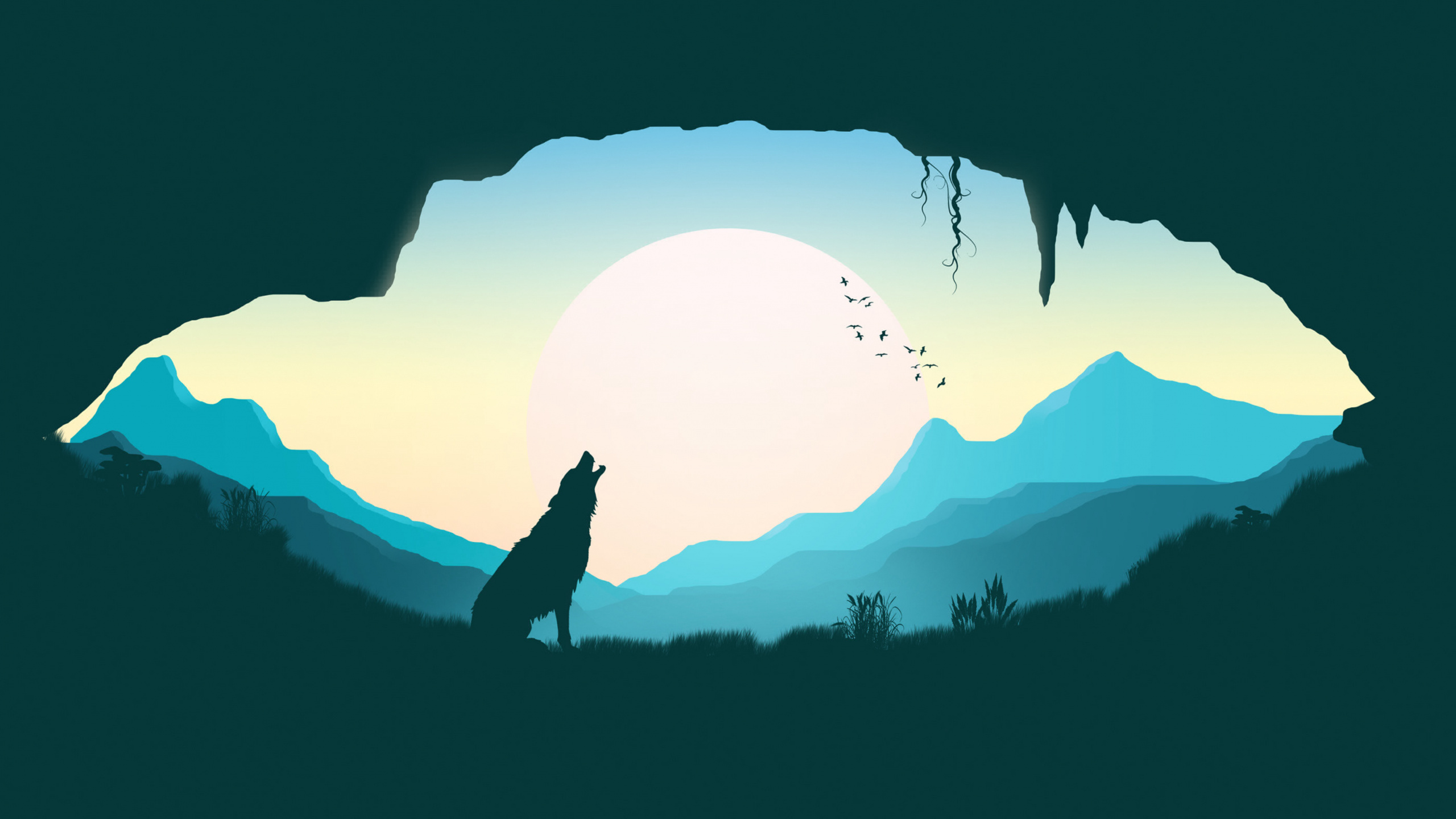 Silhouette of Person Standing on Rock Formation During Sunset. Wallpaper in 2560x1440 Resolution