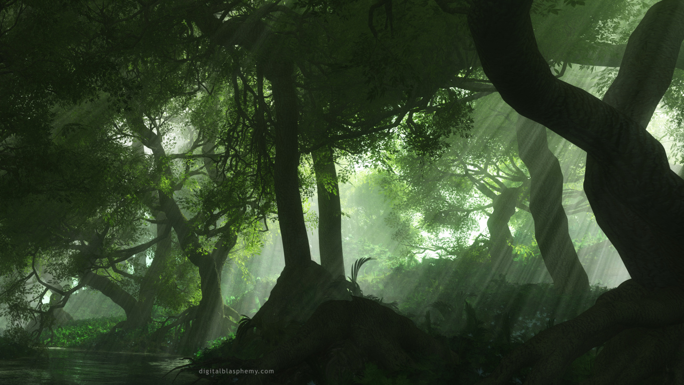 Green Trees Beside River During Daytime. Wallpaper in 1366x768 Resolution