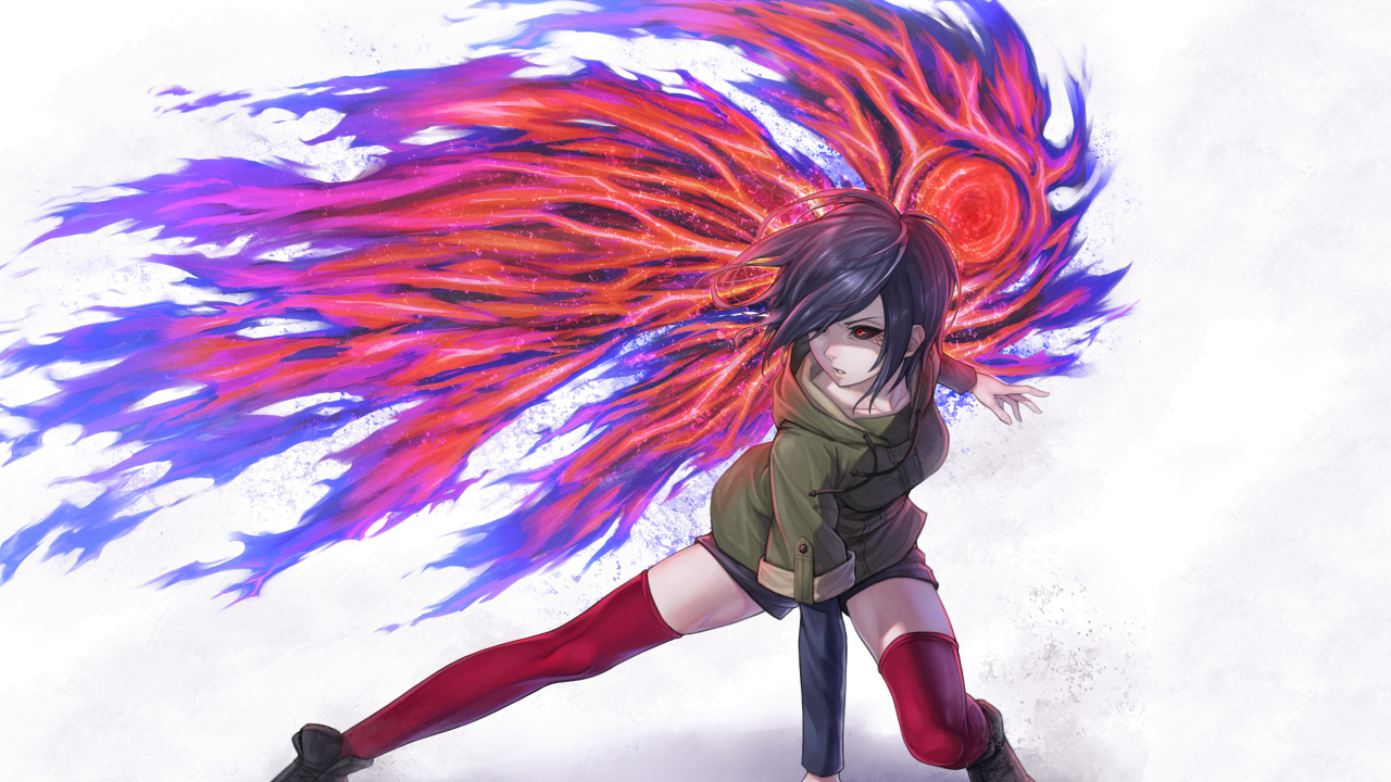 Femme en Chemise Verte et Short Noir Personnage Anime. Wallpaper in 1280x720 Resolution