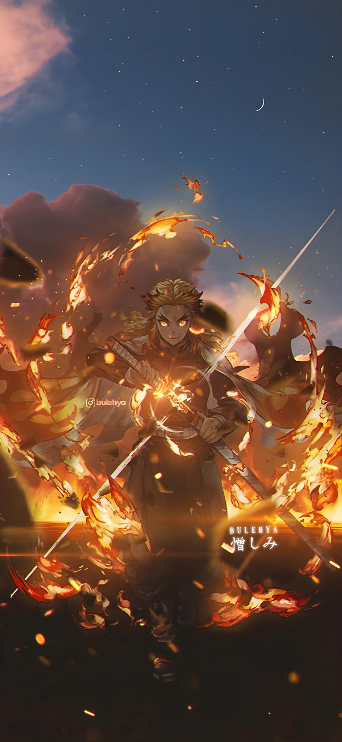 Bulehya 连国, Kyjur伦库, 恶魔杀手kimetsu no Yaiba, 热, 艺术 壁纸 1125x2436 允许