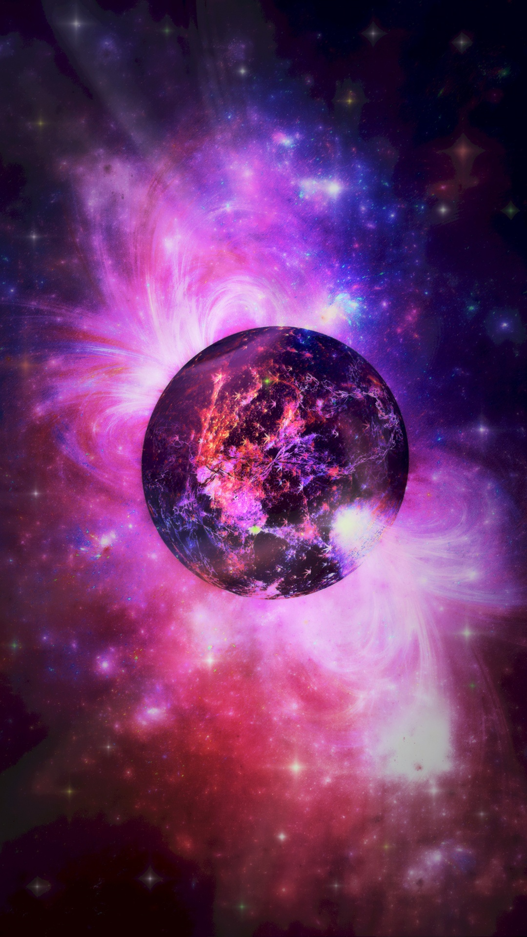 Purple and Blue Planet Illustration. Wallpaper in 1080x1920 Resolution