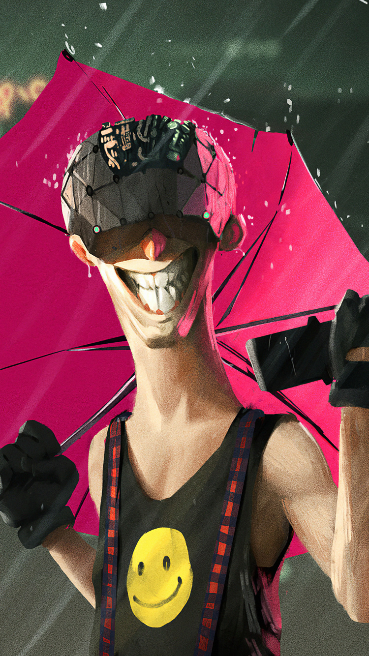 Frau im Gelben Tanktop Mit Regenschirm. Wallpaper in 750x1334 Resolution