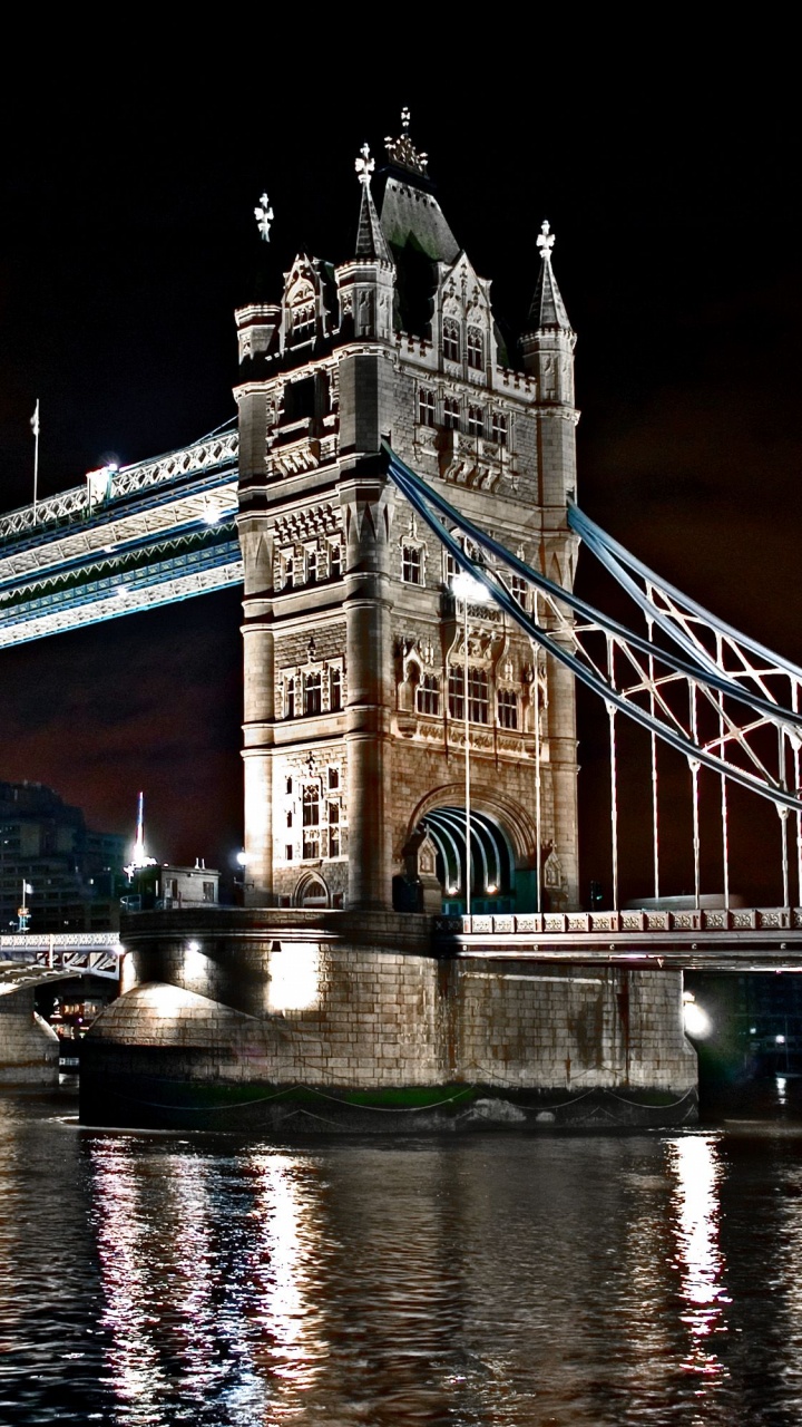 White Bridge Over River During Night Time. Wallpaper in 720x1280 Resolution